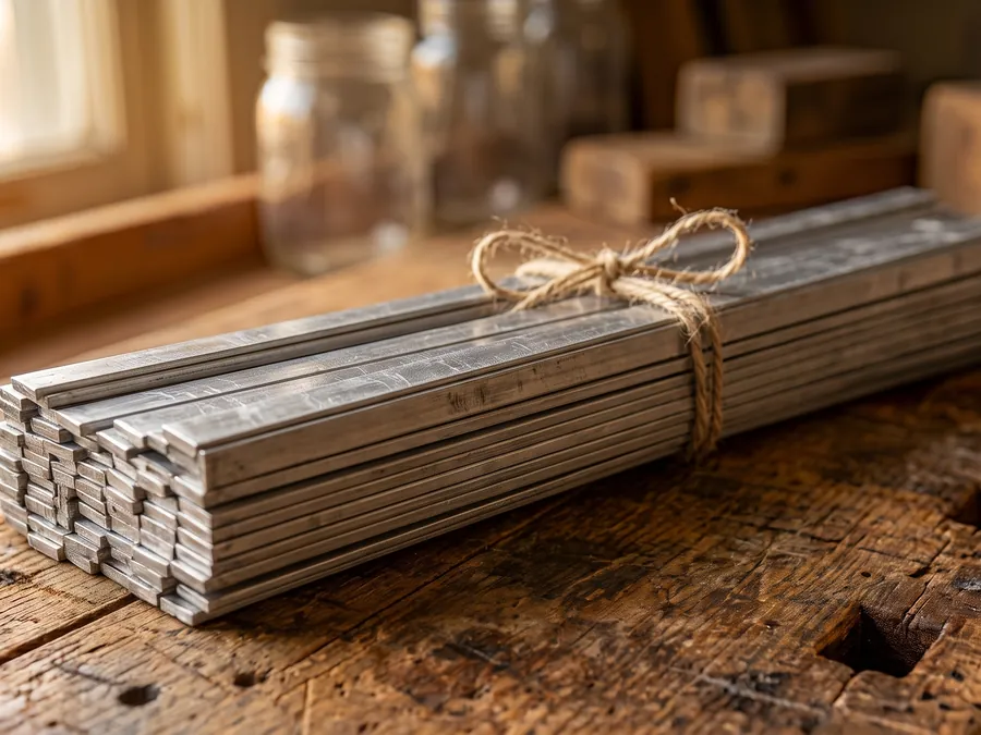 Bundle of recovered aluminium frame bars