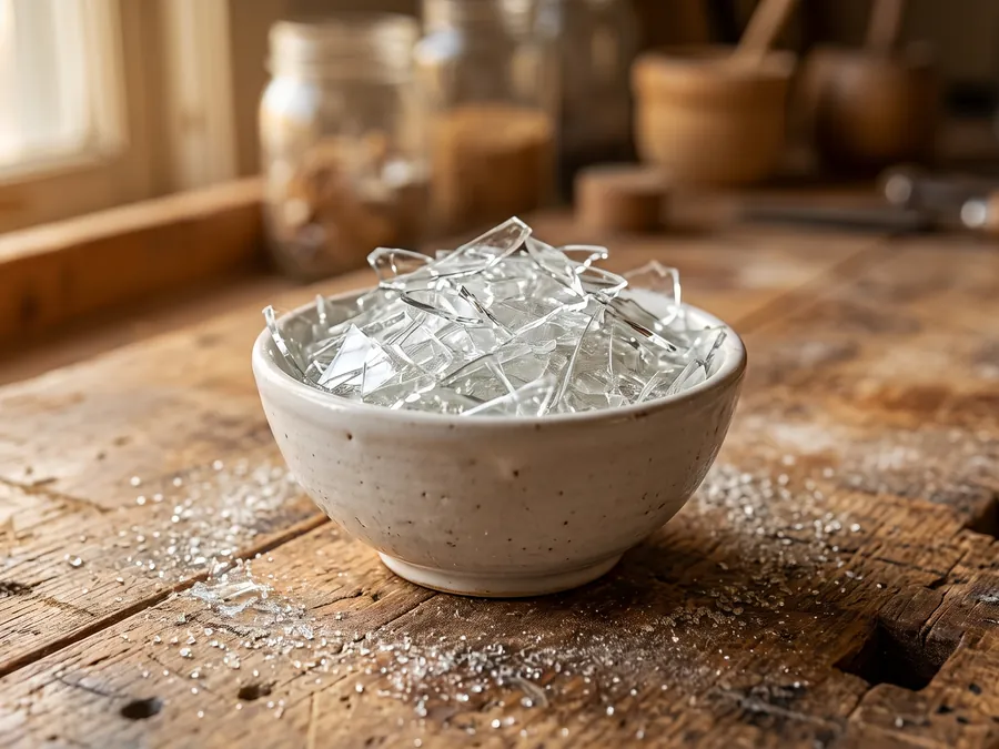 Shards of recovered low-iron flat glass