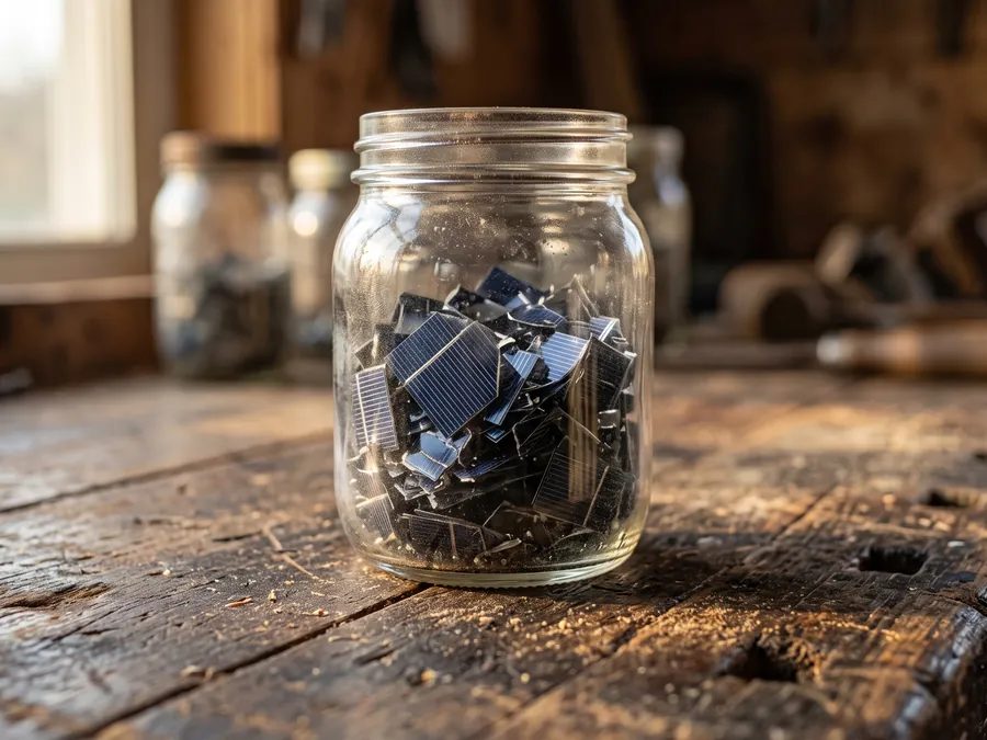 Recovered dark-blue monocrystalline silicon cell fragments
